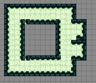 Donut-shaped island prototype for Level 3, a ring of pale green ground around a grey centre