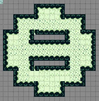 Simplified version of the cross-shaped Level 3 layout with some walls removed